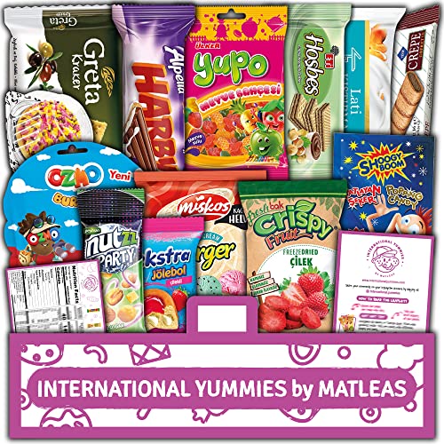 Midi Purple International Snack Box - Gourmet Exotic Treats - Foreign Candy from around the World - Turkish Variety Pack - Unique European Snack Assortment - Premium Care Package - 13 Full-Size Snacks