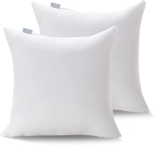 Acanva Decorative Throw Pillow Inserts for Sofa, Bed, Couch and Chair, Square Euro Sham Form Stuffer with Premium Polyester Microfiber, 26X26 Inch, White 2 Count