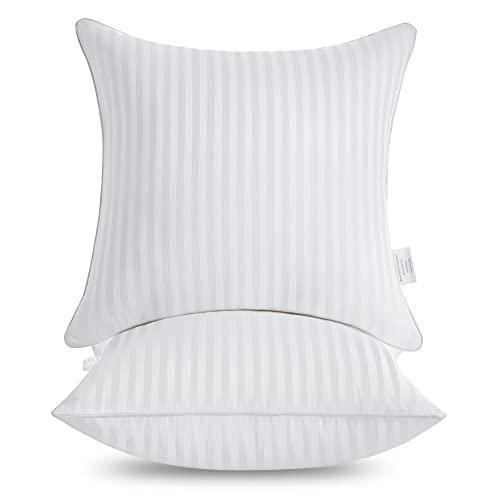 Oubonun 26 x 26 Throw Pillow Inserts, Firm and Fluffy Decorative Square Pillows for Couch Bed Sofa with Soft Cotton Cover White Cushion with Down Alternative Pack of 2
