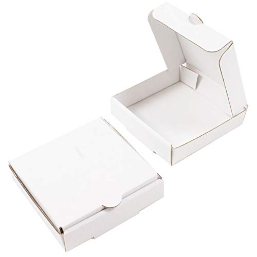 4" White Mini Pizza Boxes (8 Pack) - Chica and Jo Brand - Square Flat Cardboard Boxes 4x4x1 Inch (8) Made in USA