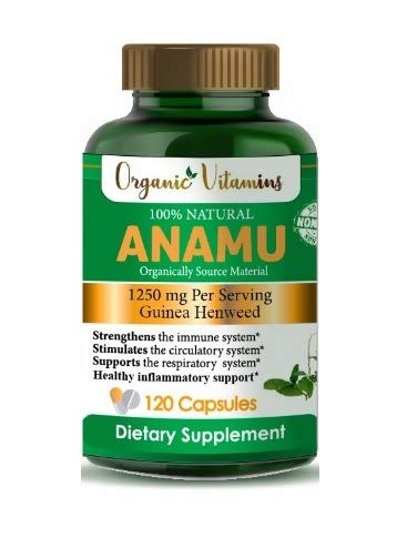 Organic Vitamins Anamu 1250mg 100% Organically Grown 120 Capsules Petiveria Allicea - Guinea Hen Weed