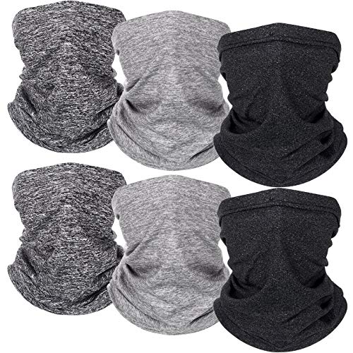 6 Pieces Winter Neck Warmer Gaiter Fleece Neck Gaiter Unisex Face Covering Lined Warm Cold Weather Scarf Wrap for Men Women (Classic Colors)