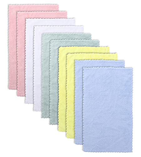 Lovely Care Super Absorbent 10 Pack Burp Cloths - Coral Fleece Gentle on Sensitive Skin for Face and Body, Plush - Milk Spit Up Rags - Burpy Cloth for Baby Boys and Girls - Unisex 17 x 10 Inch