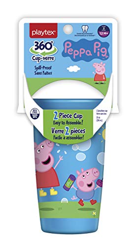 Playtex Sipsters Stage 2 360 Degree Peppa Pig Spill-Proof, Leak-Proof, Break-ProofSpoutless Cup for Girls, 10 Ounce - 2 count