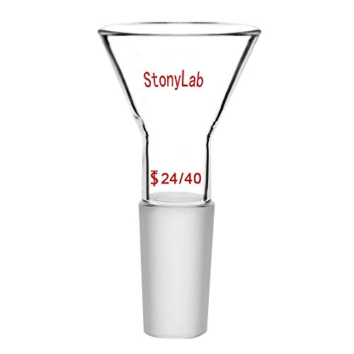 StonyLab Glass Short Stem Powder Funnel with 50 mm Top Outer Dimension and 24/40 Inner Joint Filter Funnel Glass Funnel