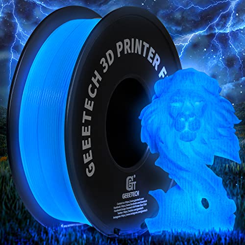 Geeetech Luminous PLA 3D Printer Filament,Glow in The Dark Blue,1.75mm(0.03mm),1kg,Amazing Brightness and Long Time Light,Fit Most FDM 3D Printer