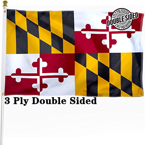 XIFAN Double Sided Maryland State Flag 3x5 ft, Heavy Duty 3 Ply Durable Polyester, MD Flag with Vibrant Print/4 Rows Hemming/Brass Grommets for Indoor Outdoor Decor