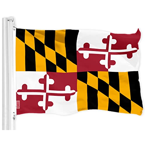 G128 Maryland MD State Flag | 3x5 Ft | LiteWeave Pro Series Printed 150D Polyester | Indoor/Outdoor, Vibrant Colors, Brass Grommets, Thicker and More Durable Than 100D 75D Polyester