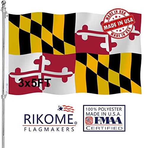 RIKOME Double Sided Maryland States Flag 3x5 Outdoor Made In USA- Heavy Duty 3Ply Polyester Maryland MD Flags Banners with 2 Brass Grommets