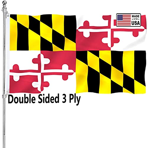 Maryland Sates Flags 3x5 Double Sided Outdoor MD Maryland Flags Heavy Duty 3 Ply with Durable Canvas Header and Brass Grommets Vivid Colors