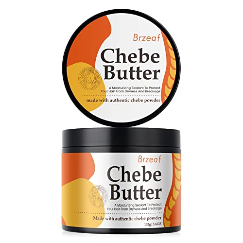 Brzeaf Natural Chebe Butter, Chebe Hair Butter for Hair Growth  Super Moisturizing & Lubricating, African Chebe Butter  Deter Hair Breakage & Promote Hair Growth & Hair Deep Conditioning 3.6oz