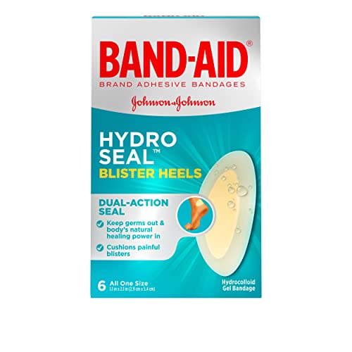 Band-Aid Brand Sterile Hydro Seal Waterproof Adhesive Hydrocolloid Gel Bandages for Heel Blisters, Cushioning, Waterproof & Shower Proof Blister Pad for Blister Relief, Long Lasting, 6 ct