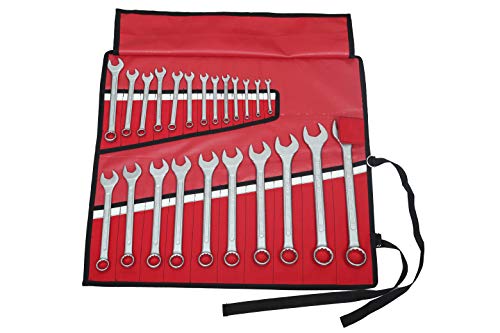 23 Pocket Wrench Roll Up Pouch, Tool Organizer Bag, Must for Stanley Craftsman, Easy Grip, Handcrafted, Portable Storage, PVC Laminated Waterproof Ballistic Polyester Oxford Canvas - Red, 23P01