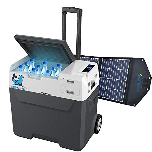 ACOPOWER 52 Quarts Solar Freezer Portable Cooler & 3 X 30 Watt Solar Panel Combination Kit for Truck RV Boat Outdoor Camping (X50A+90W)
