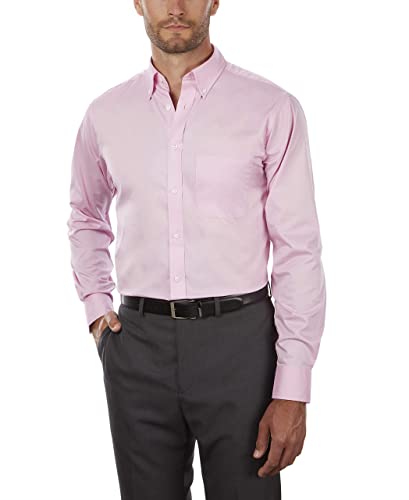 IZOD mens Regular Fit Stretch Solid Button Down Collar Dress Shirt, Pink, 18 -18.5 Neck 34 -35 Sleeve XX-Large US