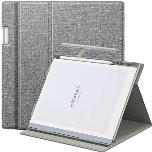 E NET-CASE Case for Remarkable 2 Paper Tablet 10.3 Inch with Pen Holder (2020 Released), Lightweight and Hard Back Shell Protective Book Folio Cover. (Gray)