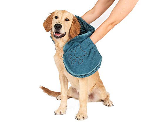 Dog Gone Smart Shammy Dog Towels For Drying Dogs - Heavy Duty Soft Microfiber Bath Towel - Super Absorbent, Quick Drying, & Machine Washable - Must Have Dog & Cat Bathing Supplies | Blue 13x31"