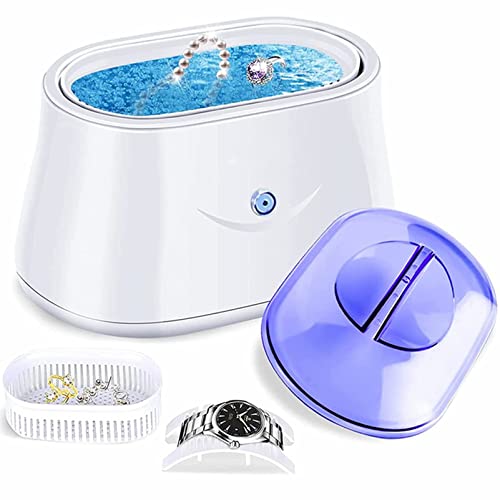 Ultrasonic Jewelry Cleaner - Silver Jewelry Cleaner Ultrasonic Machine for All Jewelry Professional Home Ultrasonic Cleaner Machine for Rings Eyeglasses Watches Ring Cleaner Dentures Coins Tools