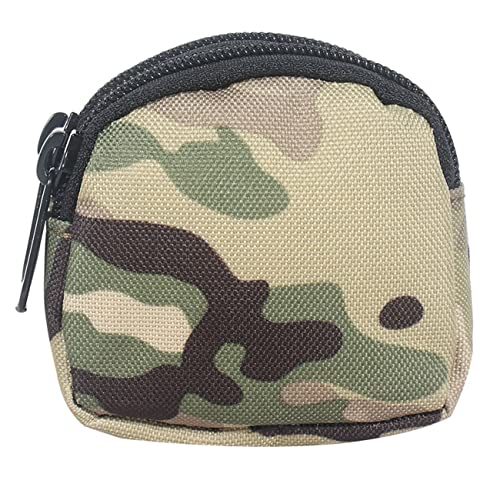 Mini Coin Pouch Change Holder, Outdoor Tactical Wallet Nylon Waist Bag for Men, Multi-functional Coin Purse Cash Holder Money Pouch, Small Change Bag with Two Zipper Compartments (CP)