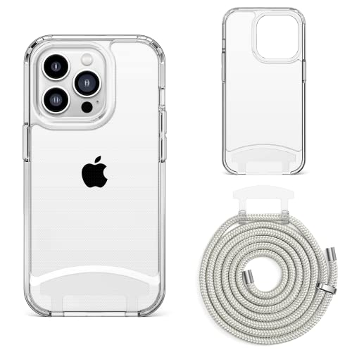 Lawonda Clear Crossbody Phone Case with Detachable Lanyard for 6.7 inches iPhone 12 Pro Max, 2-in-1 Crossbody Shockproof Protective Case iPhone Cover with Adjustable Necklace Shoulder Rope Tranparent