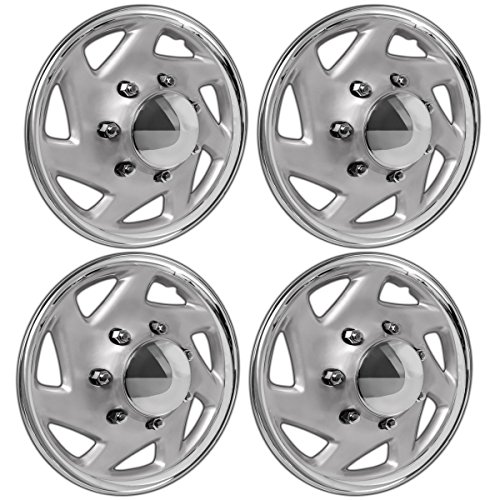 16 inch Hubcaps Best for Ford Cargo Van & Truck - Set of 4 Wheel Covers 16in Hub Caps Chrome & Silver Rim Cover - Car Accessories for 16 inch Wheels - Snap On Hubcap Auto Tire Replacement Exterior Cap