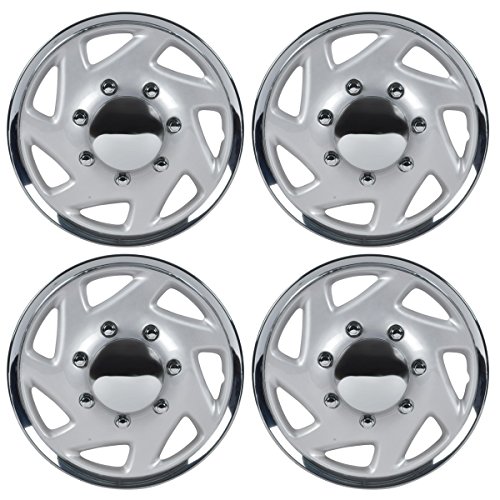 BDK Hubcaps Wheel Covers (16 inch)  Four (4) Pieces Corrosion-Free & Sturdy  Full Heat & Impact Resistant Grade  OEM Replacement for Ford E150 E250 E350 Econoline F-150 F-250 F-35 F-250 F-350