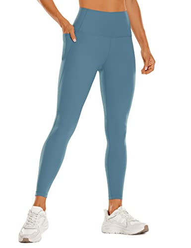 CRZ YOGA Womens Butterluxe Workout Leggings 25 Inches - High Waisted Gym Yoga Pants with Pockets Buttery Soft Blue Ashes Small