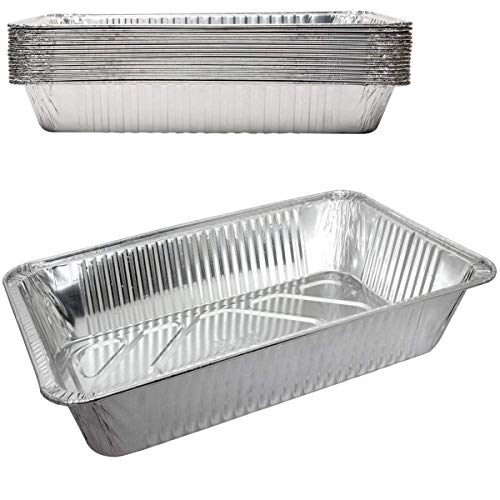 Durable Disposable Aluminum Foil Steam Roaster Pans, Full Size Deep 20x13x3 Inches, Heavy Duty Baking Roasting Broiling Catering Thanksgiving Turkey Dinner (30)