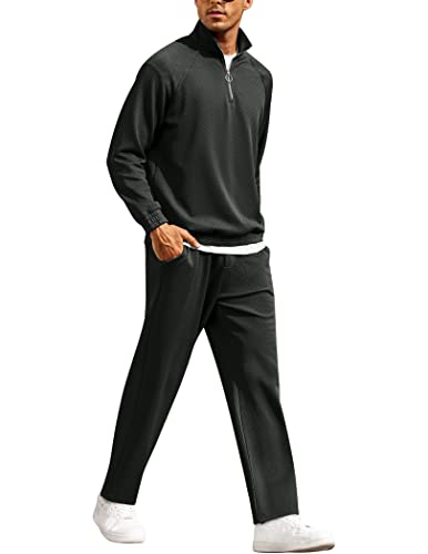 COOFANDY Men's Tracksuit 2 Piece Relaxed Fit Half-zip Sweatsuits Athletic Running Jogging Suit Sets