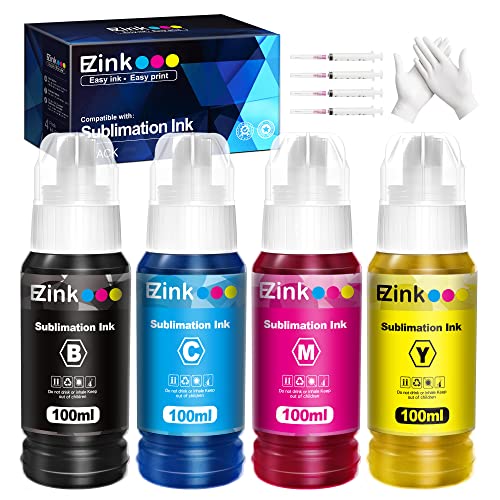 E-Z Ink (TM Autofill Sublimation Ink 400ML for EcoTank ET2720 ET2750 ET2760 ET-2800 ET-2803 ET-2850 ET-3850 ET-3830 ET4700 ET-4760 ET-4800 ET-4850 ET15000 WF7820 WF2750 Printer (ICC-Free/Anti-UV)