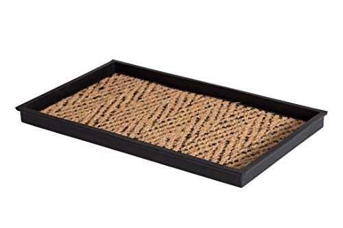 Anji Mountain Rubber Boot/Shoe Tray with Coir, Fits 2 Pair (24.5" Wide), Tan and Black Insert