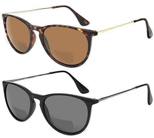 Yogo Vision Bifocal Sunglasses For Men and Women 2 Pk Reading Glasses UV400 Protection Unisex Sun Readers +2