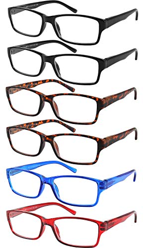 Yogo Vision 6-Pack Reading Glasses for Men and Women  Readers in 4 Frame Colors +2.75