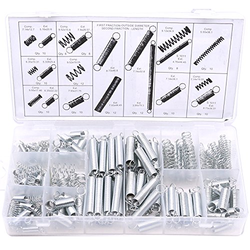 Glarks 200Pcs Zinc Plated Extension and Compression Industry Spring Assortment Kit