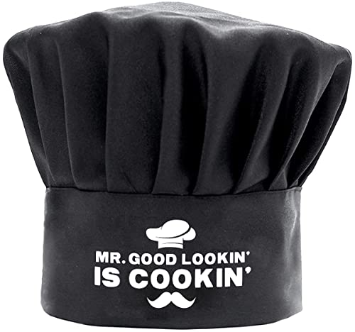 Chef Hats for Men Funny Black, Mr. Good Looking is Cooking Cooking Hat Adjustable Kitchen Chef Hat Gifts for Birthday Father's Day Christmas