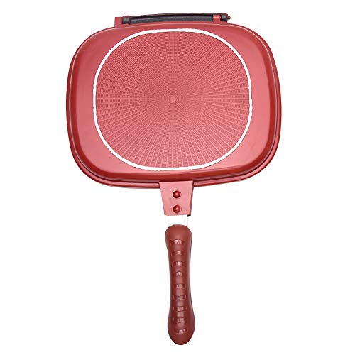 Nonstick Double Pan,Portable Double Sided BBQ Skillet Aluminum Alloy Non Stick Double Pot With Lid For Indoor Outdoor