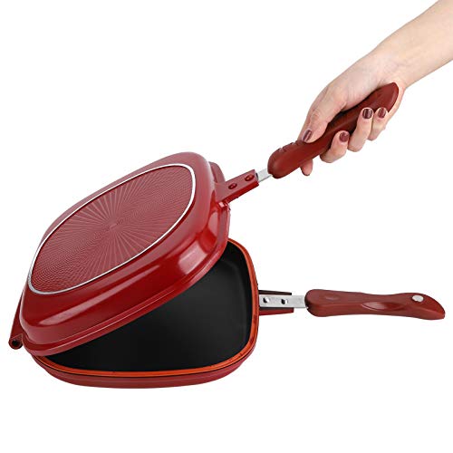 Double Side Grilled Pan, NonStick Aluminium Double Grill Pan Sandwich And Panini Maker Fry Pan for Barbecue, Chicken and Fish