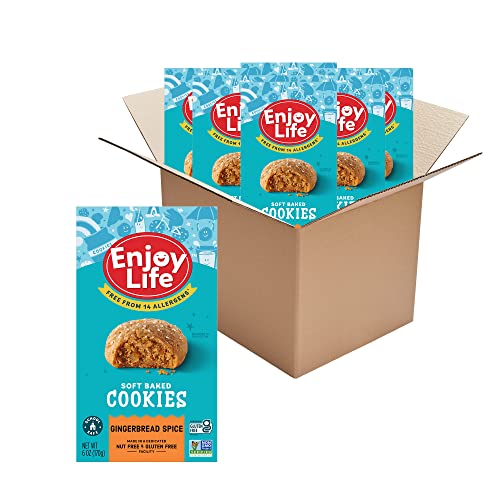 Enjoy Life Foods Gingerbread Spice Soft Baked Cookies, Soy Free, Dairy Free, Non GMO, Gluten Free, Vegan, Nut Free Cookies, 6 Boxes, 6 Ounce (Pack of 6)