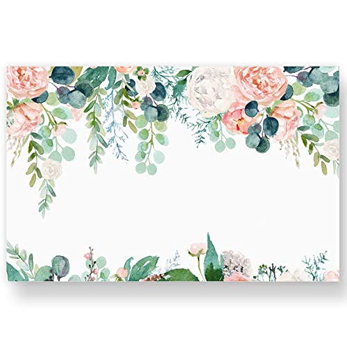 AnyDesign 50 Pack Greenery Floral Paper Place Mats Watercolor Flower Green Leaves Disposable Placemat Spring Decorative Paper Table Mats for Dinner Table Setting Wedding Party Supplies, 11 x 17 Inch