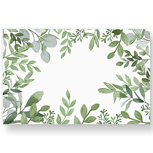 AnyDesign 50 Pack Greenery Paper Place Mats Watercolor Green Leaves Disposable Placemat 11 x 17 Spring Summer Decorative Paper Table Mats for Dinner Table Setting Wedding Party Supplies