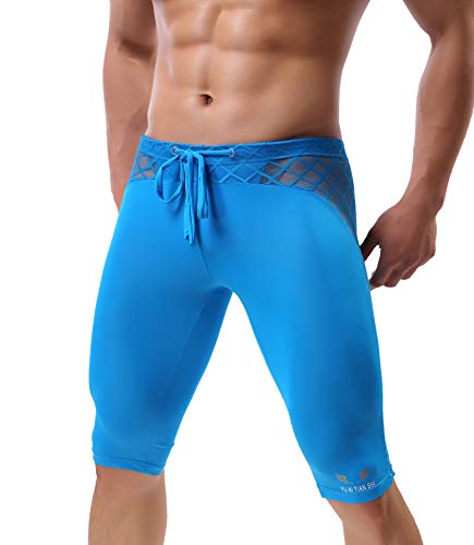 BRAVE PERSON Men's Yoga Trousers Fitness Shorts Fashion mesh Pants D-222 (L / 30"-35", Blue)