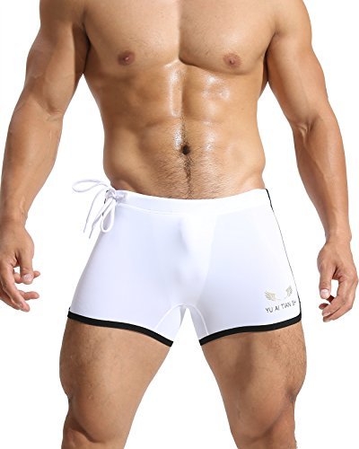 BRAVE PERSON Elastic Fitness Pants Fashion Swimming Trunks Beach Pants Running Shorts Bj1010 (XL, 221 White)