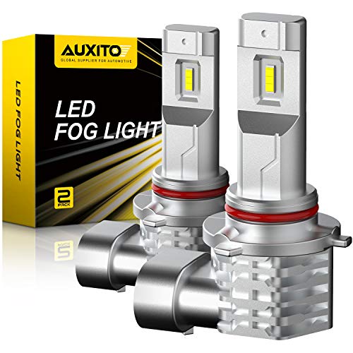 AUXITO 9145 9140 H10 LED Fog Light Bulb Fanless, 6000LM Per Set, 6500K Cool White, CSP LED Chips, Fog Light Bulbs or DRL Replacement, Pack of 2