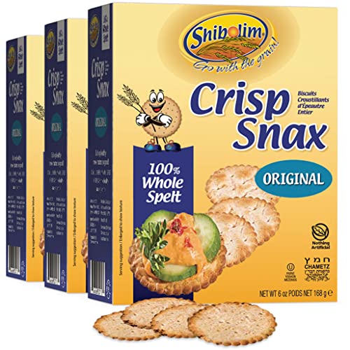 Shibolim Unsalted Whole Spelt Crackers, 5 Calorie Cracker, 6oz (3 Pack) Wholesome, Sodium Free, Tasty & Crisp Spelt Crackers, Great for Dipping & Snacking!