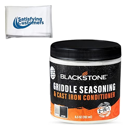 Blackstone 2-IN-1 Griddle & Cast Iron Seasoning Conditioner 6.5 OZ Effective Seasoning Rub Formula  Food Safe  Easy to Use Cleaner & Conditioner  with Satisfying Customers Travel Tissue Pack