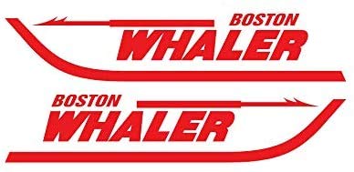Imagnt Studio Set of 2 Boat Hull Marine Grade Decals fits Boston Whaler Restoration kit, Stickers. (Red, 18 inches)
