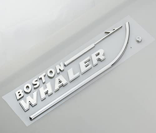 1PC Boston Whaler Emblem 3D Badge Letter NAMEPLATE 8-3/4" X 2" Peel and Stick (Chrome)