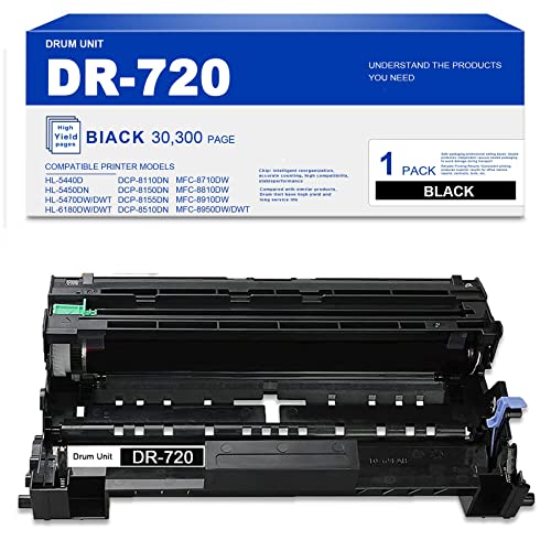 ZJBJ (1-Black) DR720 DR-720 Drum Unit Compatible Replacement for Brother HL-5440D 5450DN 6180DW 5470DW DCP-8110DN 8150DN 8510DN 8155DN MFC-8710DW 8810DW Printers - by JZJBHGS