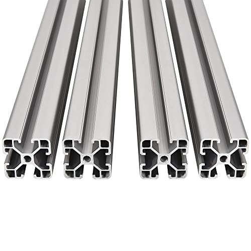 4PCS T Slot 4040 Aluminum Extrusion Profile 48'',European Standard Anodized Linear Rail for 3D Printer Parts and CNC DIY 1220mm Silver(48inch)