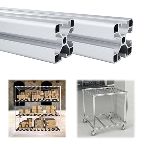 Muzata 2pack 4040 Aluminum Extrusion 1000mm T Slot European Standard Anodized Silver Linear Rail for DIY 3D Printer CNC Workbench, AP02